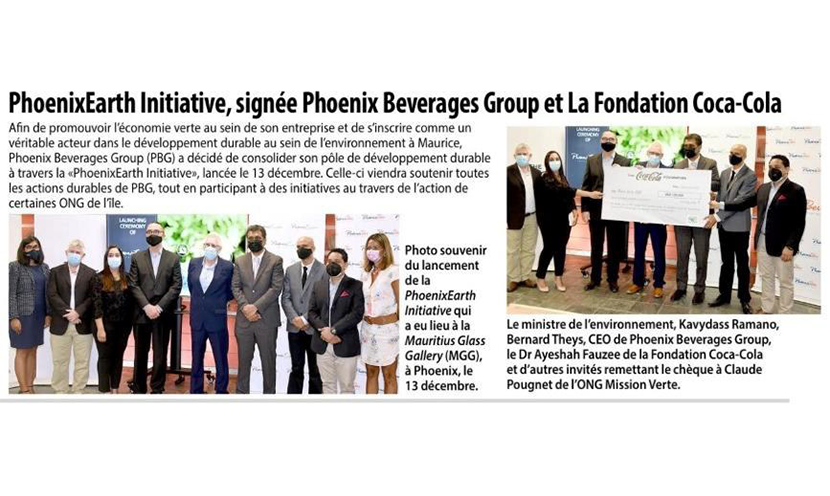 PhoenixEarth Initiative, signée Phoenix Beverages Group et La Fondation